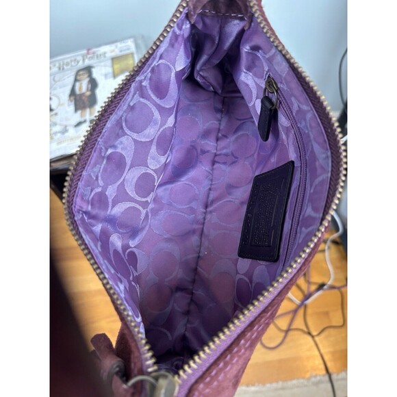 Coach Y2K Vintage Purple Suede Demi Baguette Shoulder Bag Tassle - Picture 8 of 8